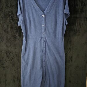 Navy knit button front casual dress